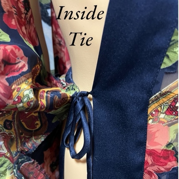 Victoria’s Secret Vintage Paisley Floral Gold Label Poly Chiffon Robe OSFA - Picture 5 of 9